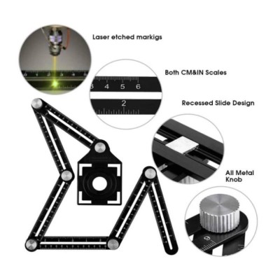 Six-sided Ruler Measuring Instrument Universal Hole Punch Aluminum Alloy Angle Tool